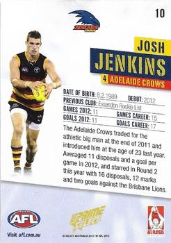 2013 Select Prime AFL #10 Josh Jenkins Back